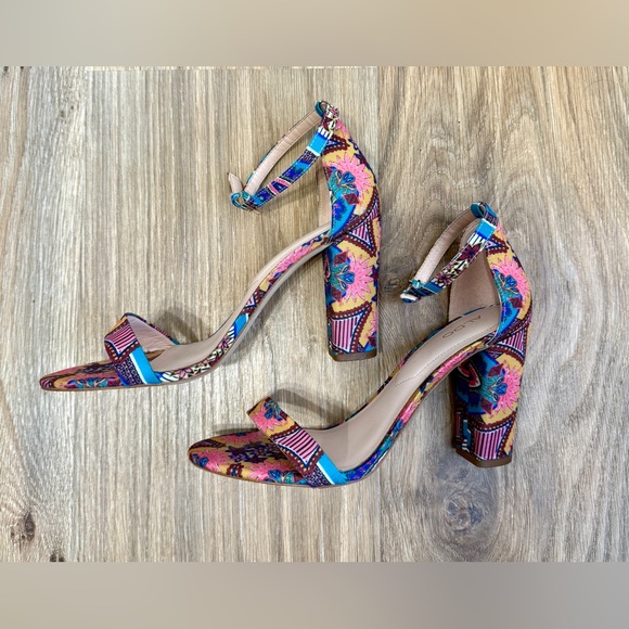 ALDO MYLY-49 Multicolor Floral Block Heel Sandals Size 7 - Picture 4 of 8